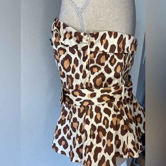 New York & Company Strapless Poplin Belted Top in Leopard Print, size M, NWT! - Picture 6 of 11